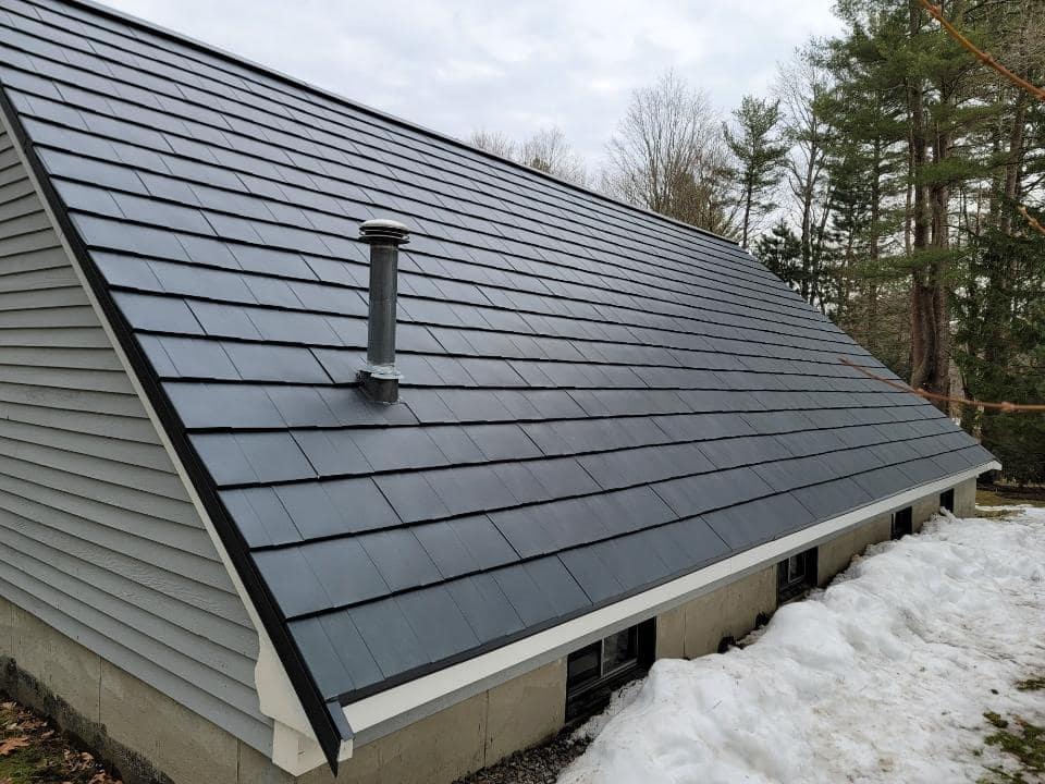 Aluminum slate-look metal shingle roof